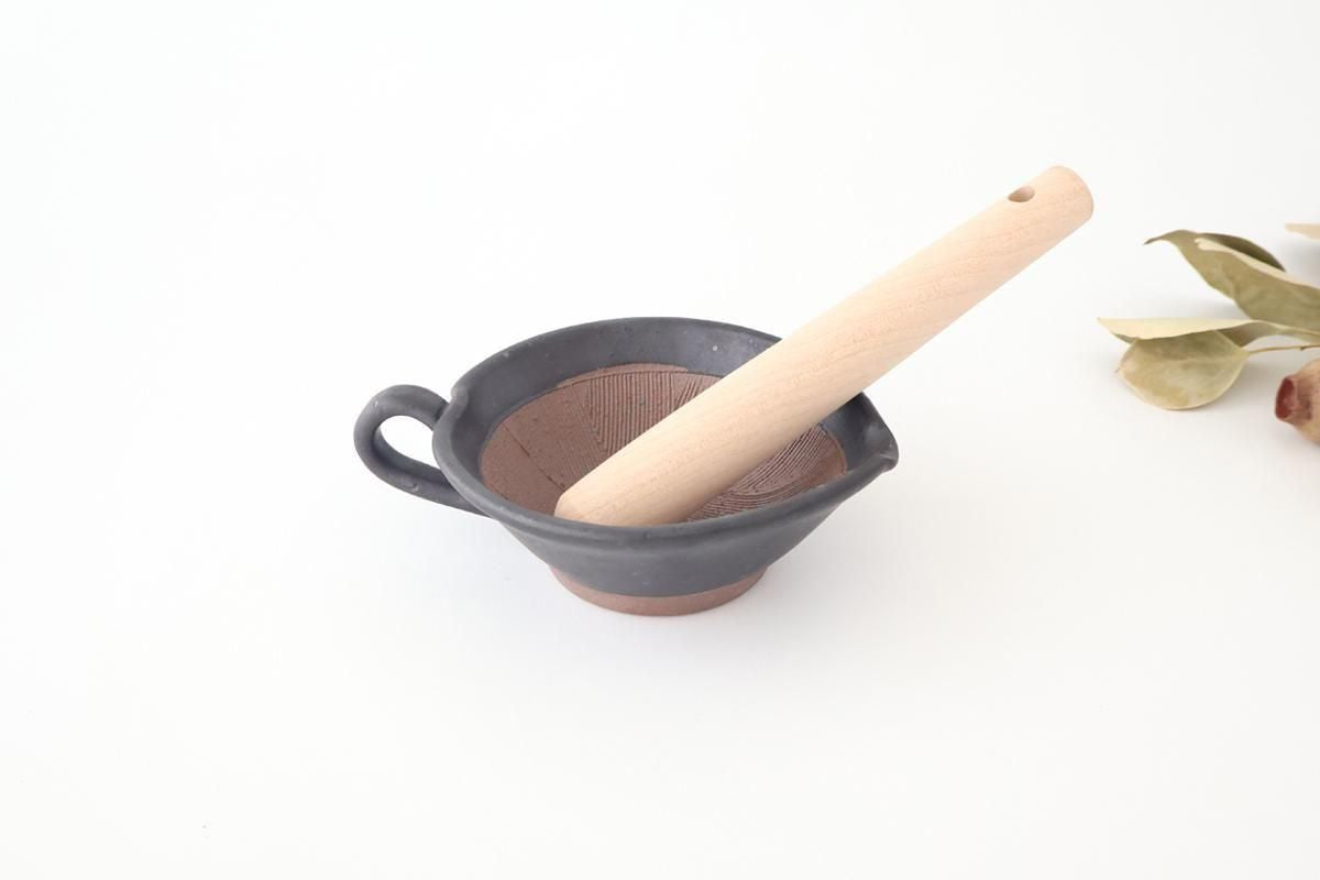 Mortar Sesame Sauce Bowl Black 12cm/4.7in | Mino Ware
