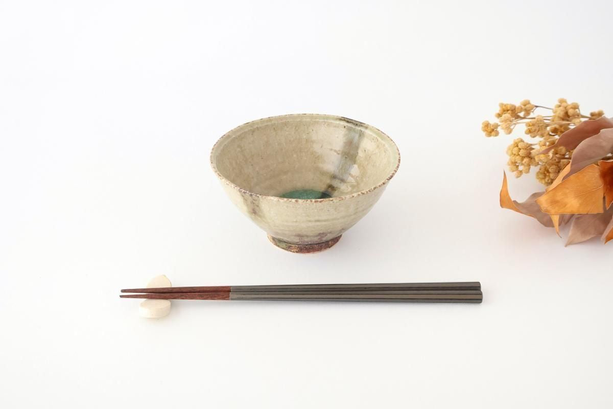 Rice Bowl Gray and Green Bottom | Mino Ware