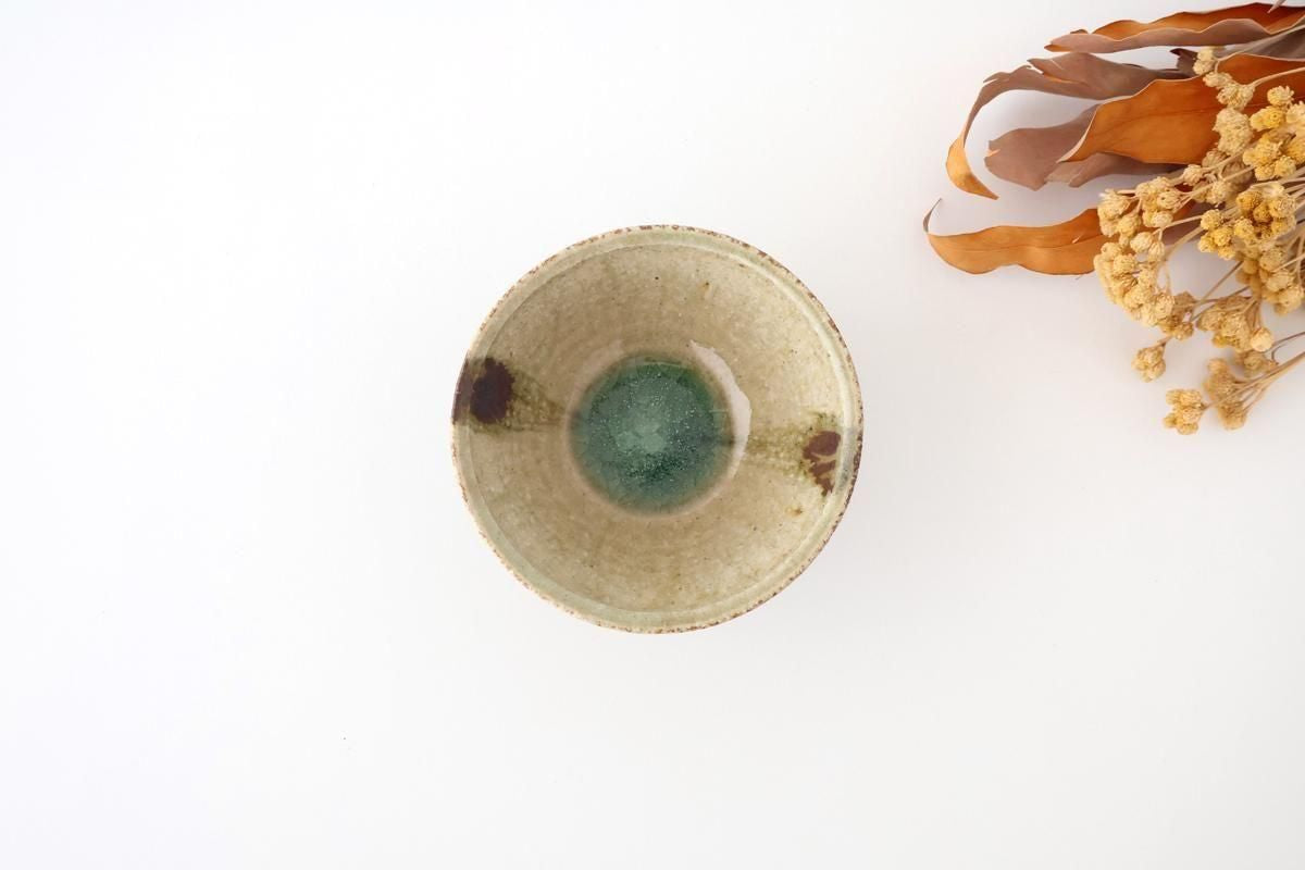 Rice Bowl Gray and Green Bottom | Mino Ware