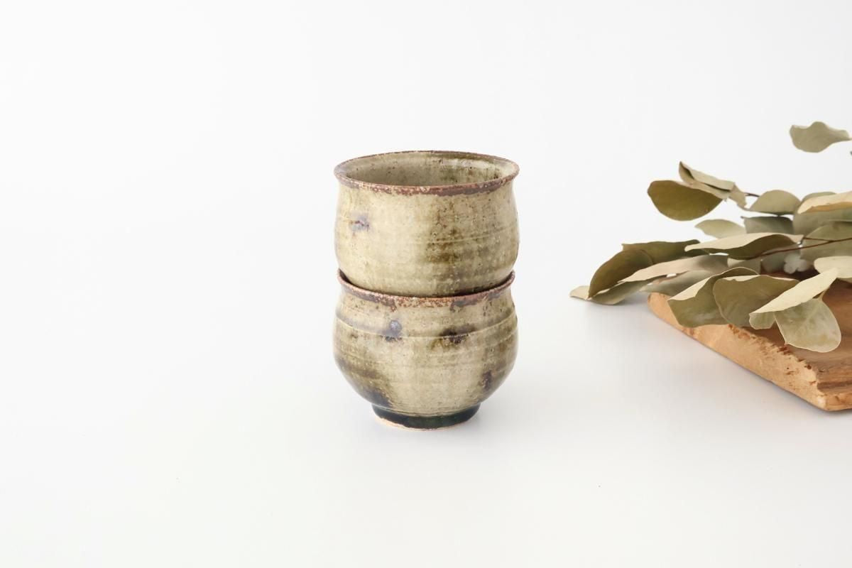 Japase Cup Gray and Green Botom | Yunomi Mino Ware