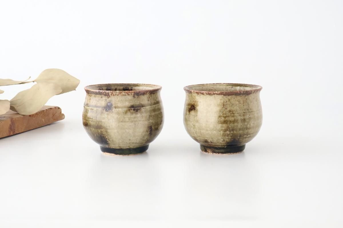 Japase Cup Gray and Green Botom | Yunomi Mino Ware