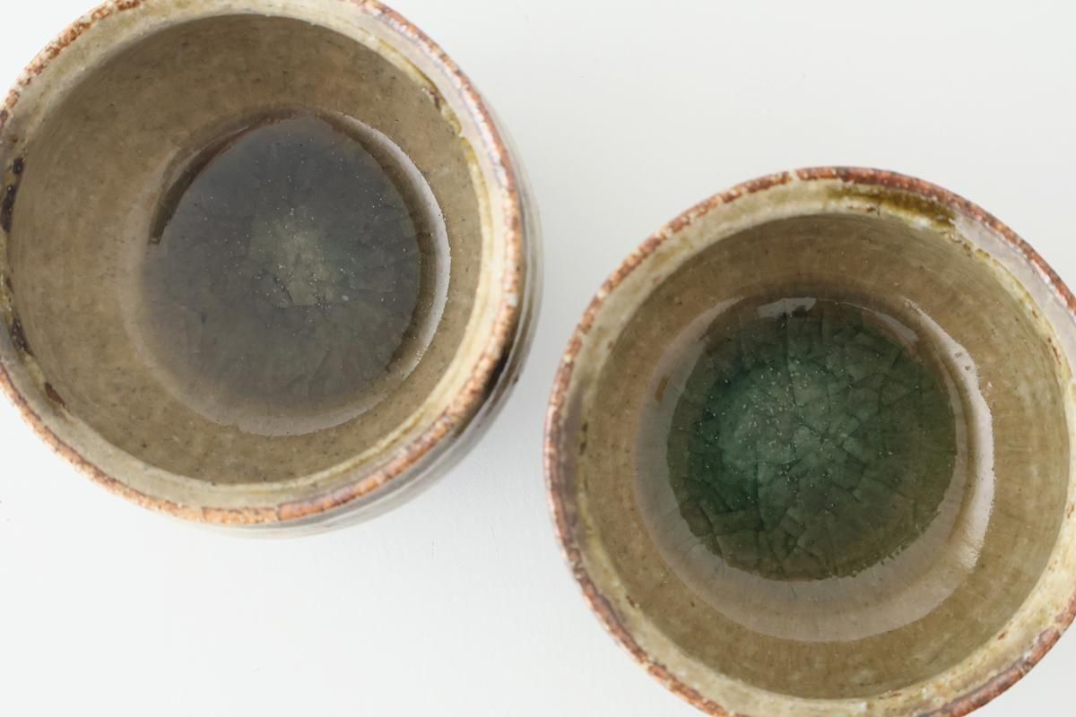 Japase Cup Gray and Green Botom | Yunomi Mino Ware