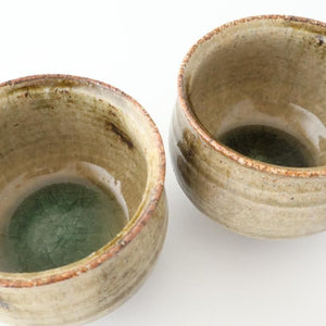 Japase Cup Gray and Green Botom | Yunomi Mino Ware