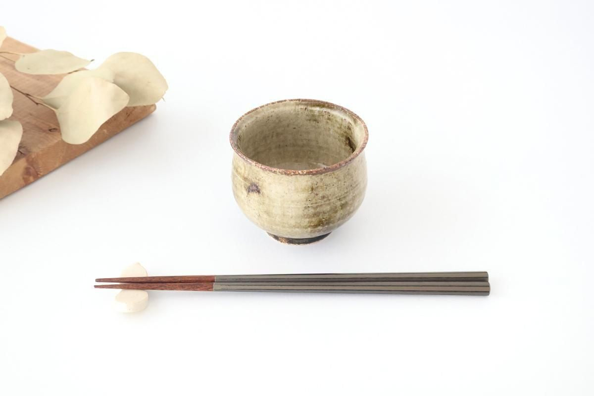 Japase Cup Gray and Green Botom | Yunomi Mino Ware
