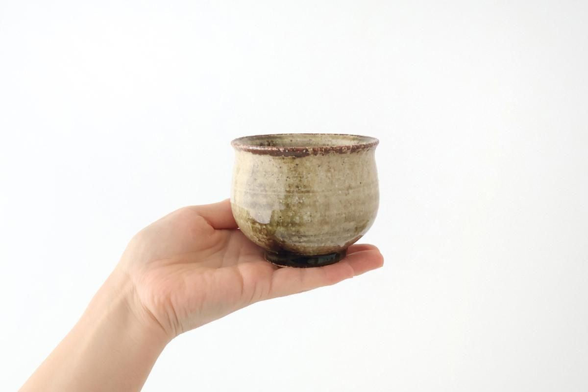 Japase Cup Gray and Green Botom | Yunomi Mino Ware