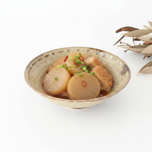 Flat Bowl Gray and Green Bottom | Serving Bowl Mino Ware