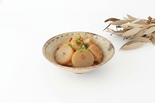Flat Bowl Gray and Green Bottom | Serving Bowl Mino Ware