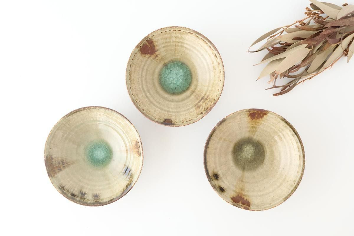 Flat Bowl Gray and Green Bottom | Serving Bowl Mino Ware