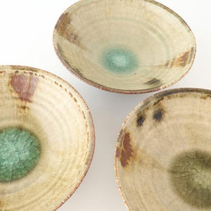 Flat Bowl Gray and Green Bottom | Serving Bowl Mino Ware