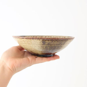 Flat Bowl Gray and Green Bottom | Serving Bowl Mino Ware