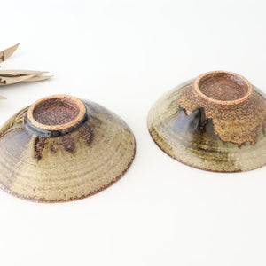 Flat Bowl Gray and Green Bottom | Serving Bowl Mino Ware