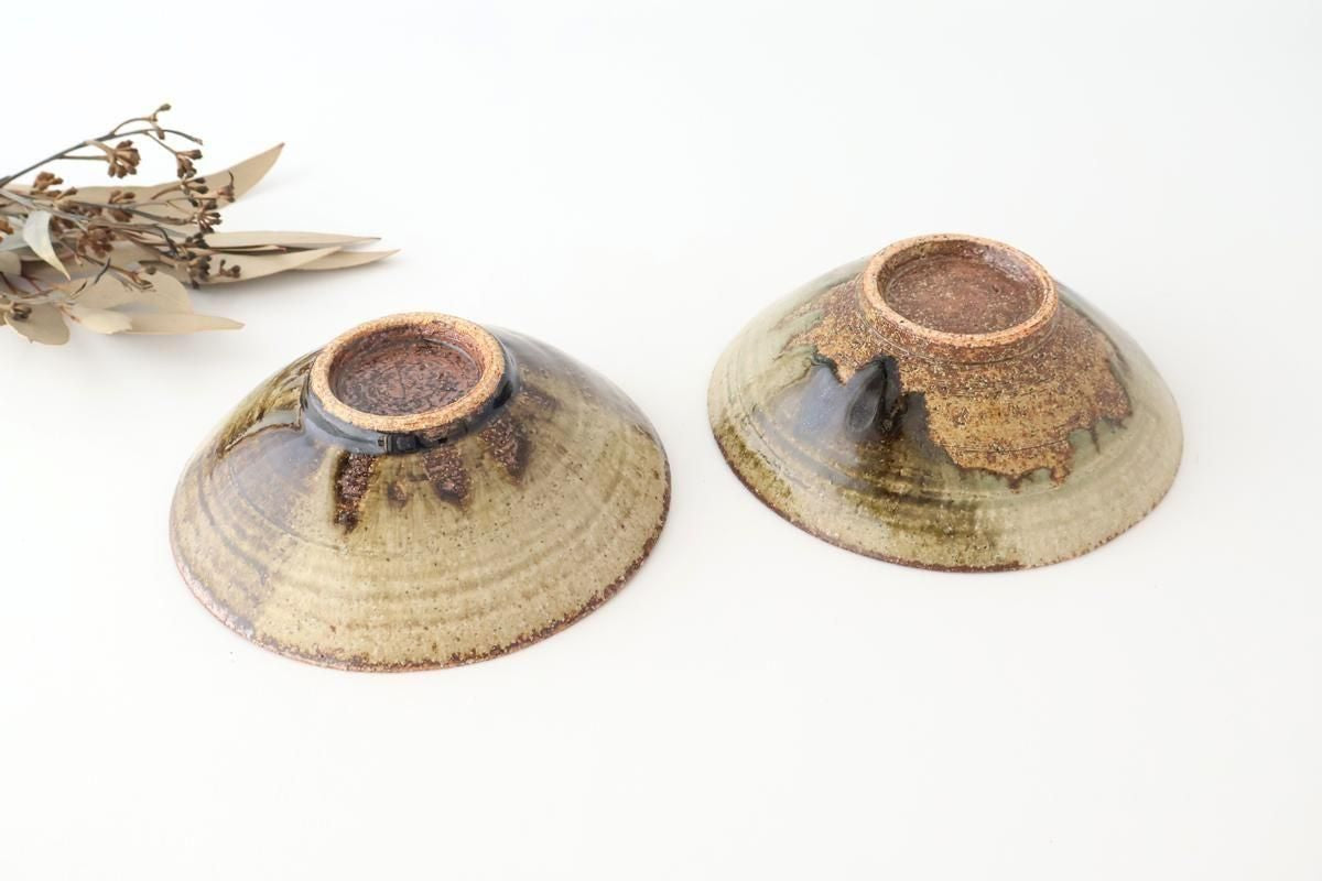 Flat Bowl Gray and Green Bottom | Serving Bowl Mino Ware