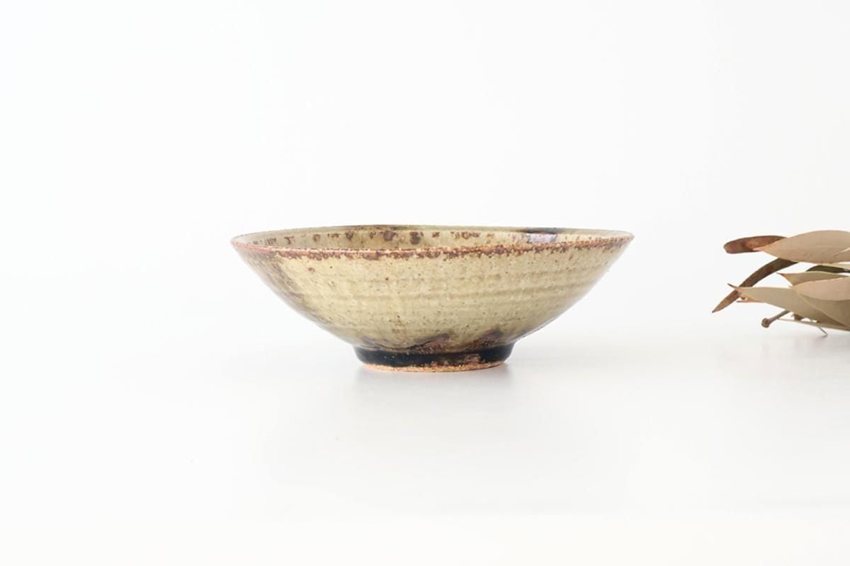 Flat Bowl Gray and Green Bottom | Serving Bowl Mino Ware