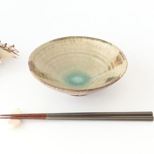 Flat Bowl Gray and Green Bottom | Serving Bowl Mino Ware