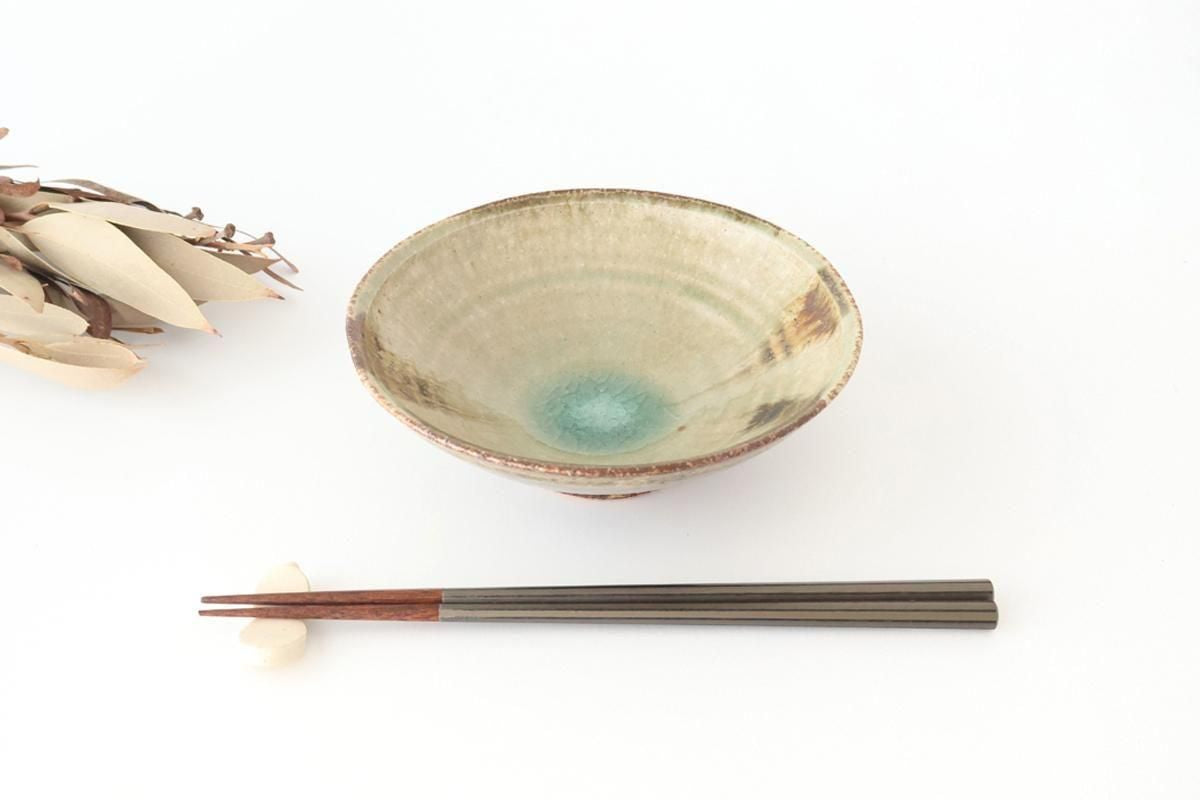 Flat Bowl Gray and Green Bottom | Serving Bowl Mino Ware