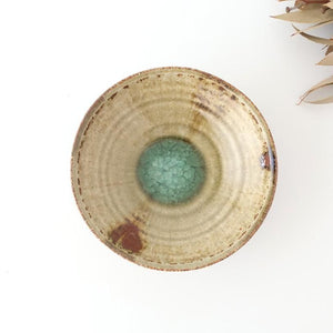 Flat Bowl Gray and Green Bottom | Serving Bowl Mino Ware