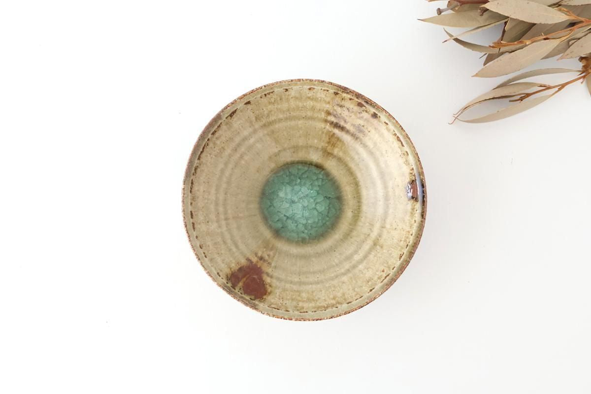 Flat Bowl Gray and Green Bottom | Serving Bowl Mino Ware