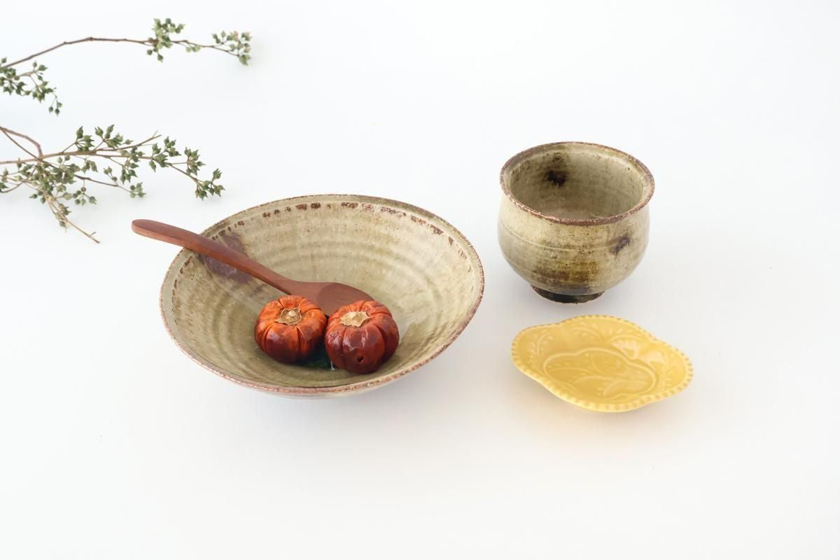 Flat Bowl Gray and Green Bottom | Serving Bowl Mino Ware