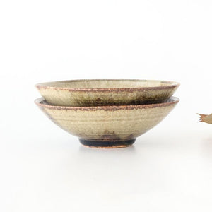 Flat Bowl Gray and Green Bottom | Serving Bowl Mino Ware