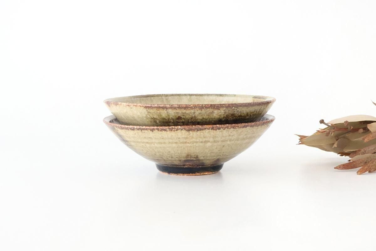 Flat Bowl Gray and Green Bottom | Serving Bowl Mino Ware