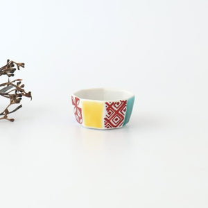 Biseki Kiln Octagonal Bowl Kimono Pattern| Kobachi Kutani Ware