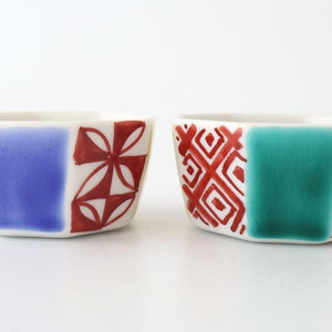 Biseki Kiln Octagonal Bowl Kimono Pattern| Kobachi Kutani Ware