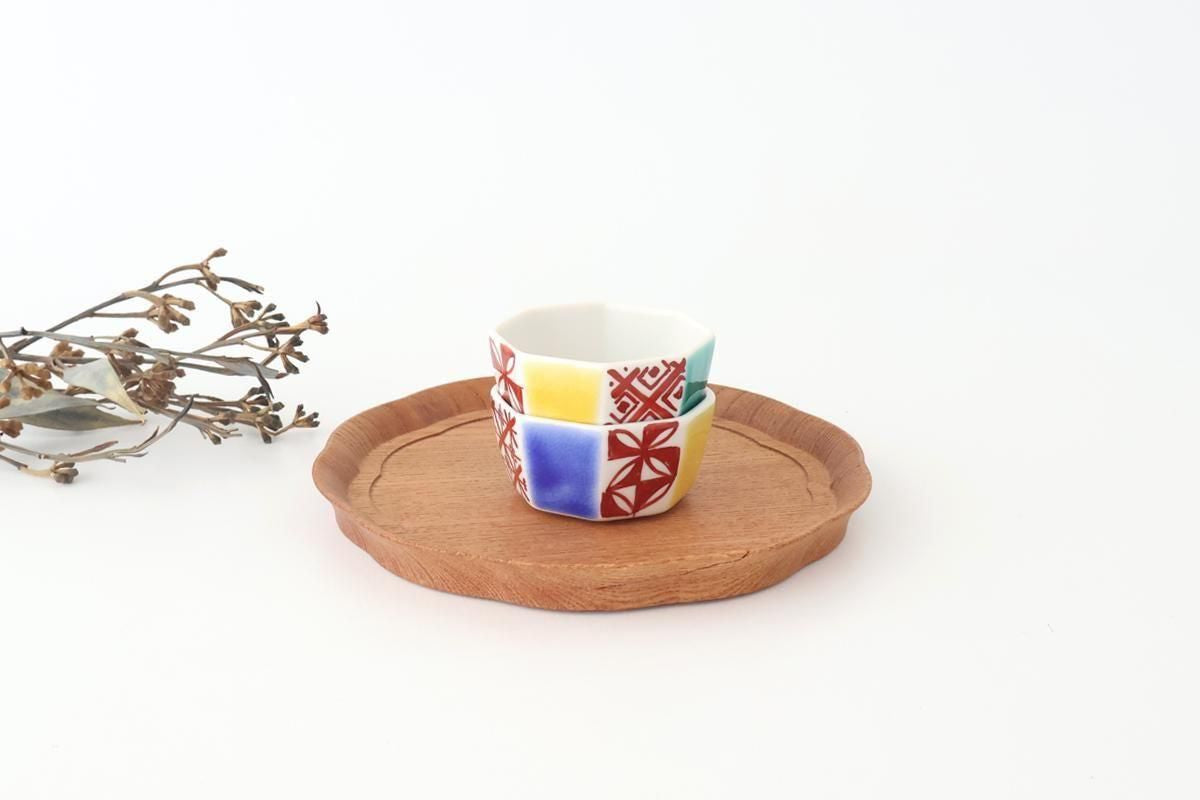 Biseki Kiln Octagonal Bowl Kimono Pattern| Kobachi Kutani Ware