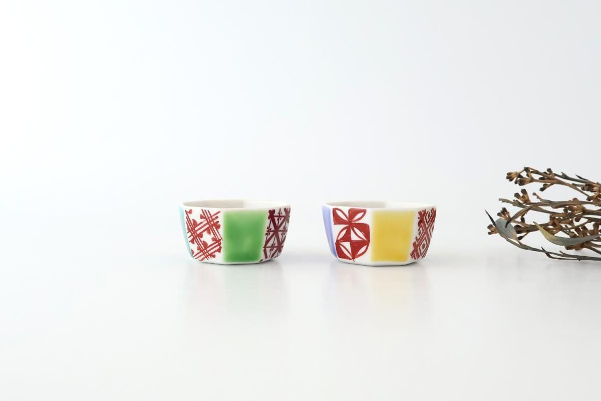 Biseki Kiln Octagonal Bowl Kimono Pattern| Kobachi Kutani Ware