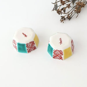 Biseki Kiln Octagonal Bowl Kimono Pattern| Kobachi Kutani Ware