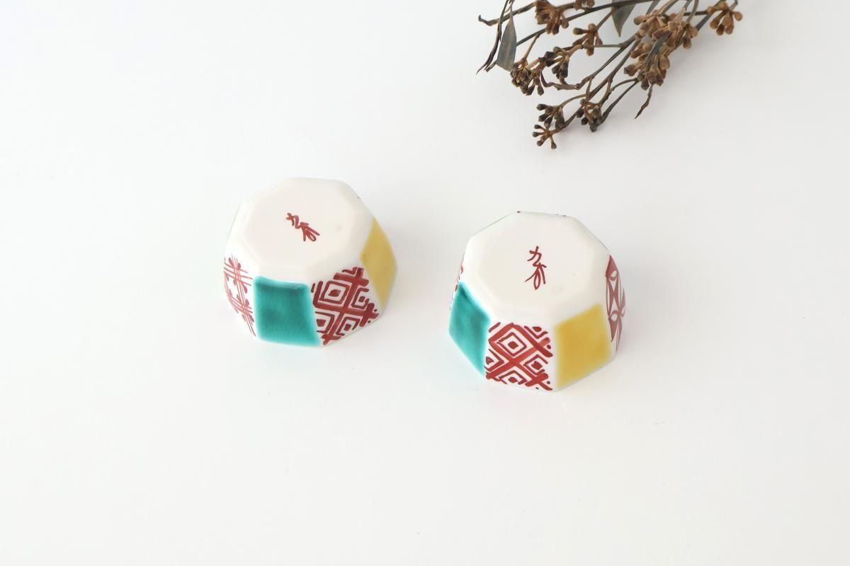 Biseki Kiln Octagonal Bowl Kimono Pattern| Kobachi Kutani Ware