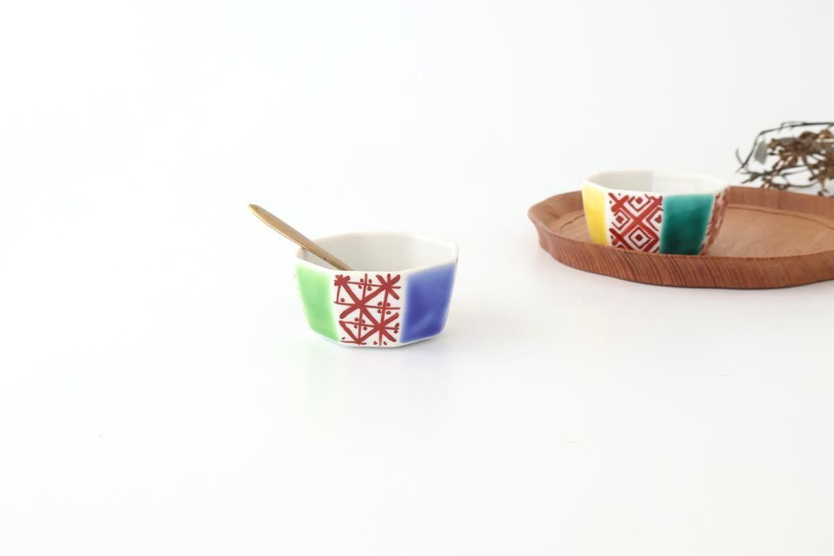 Biseki Kiln Octagonal Bowl Kimono Pattern| Kobachi Kutani Ware