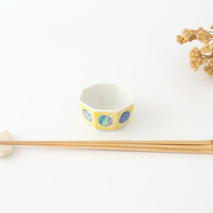 Biseki Kiln Octagonal Bowl Round Pattern Yellow | Kobachi Kutani Ware