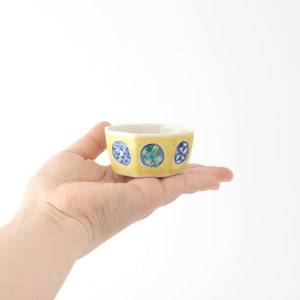 Biseki Kiln Octagonal Bowl Round Pattern Yellow | Kobachi Kutani Ware