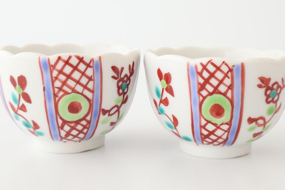 Biseki Kiln Chrysanthemum-shaped Bowl Red Flower | Kobachi Kutani Ware