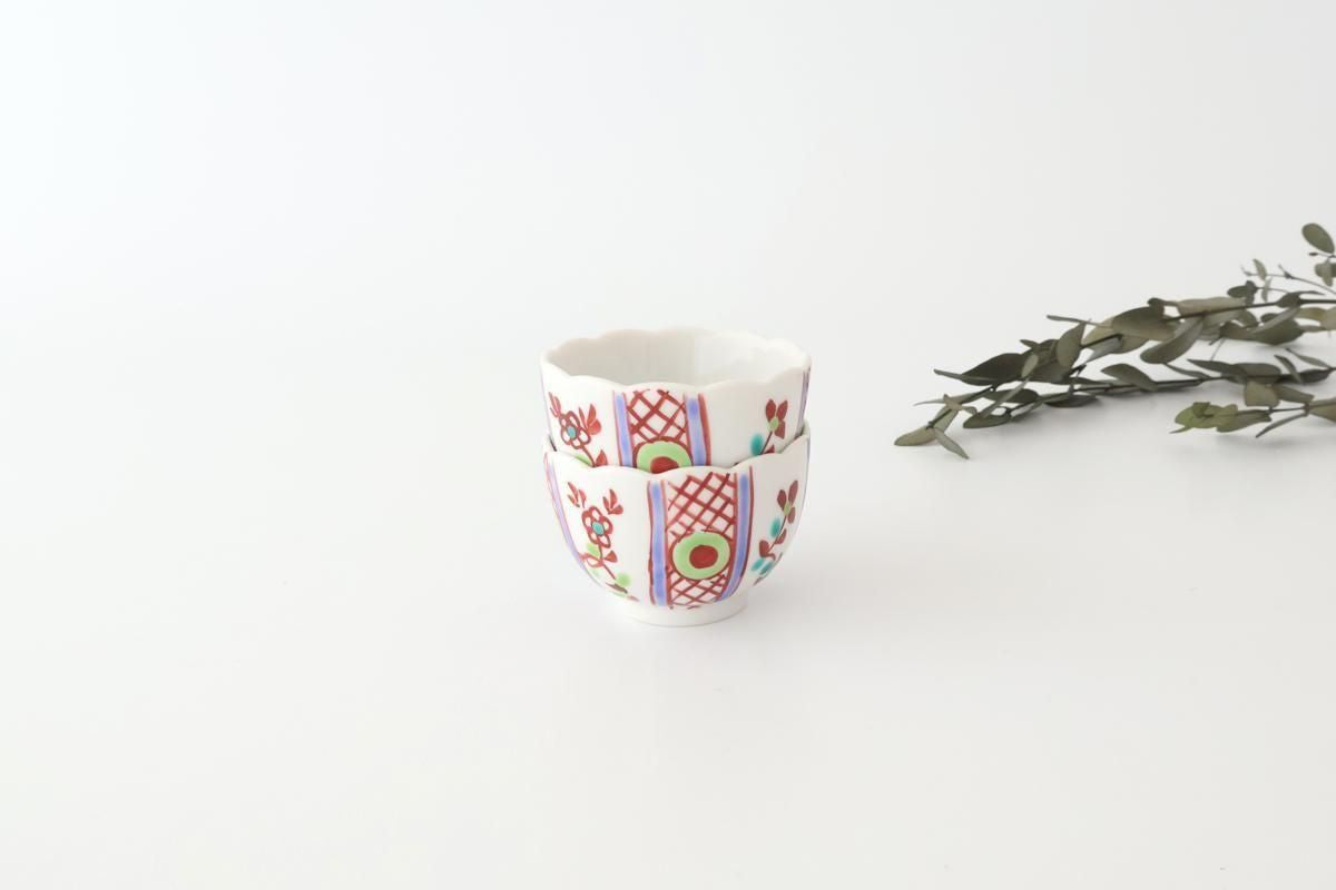 Biseki Kiln Chrysanthemum-shaped Bowl Red Flower | Kobachi Kutani Ware