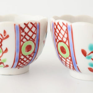 Biseki Kiln Chrysanthemum-shaped Bowl Red Flower | Kobachi Kutani Ware