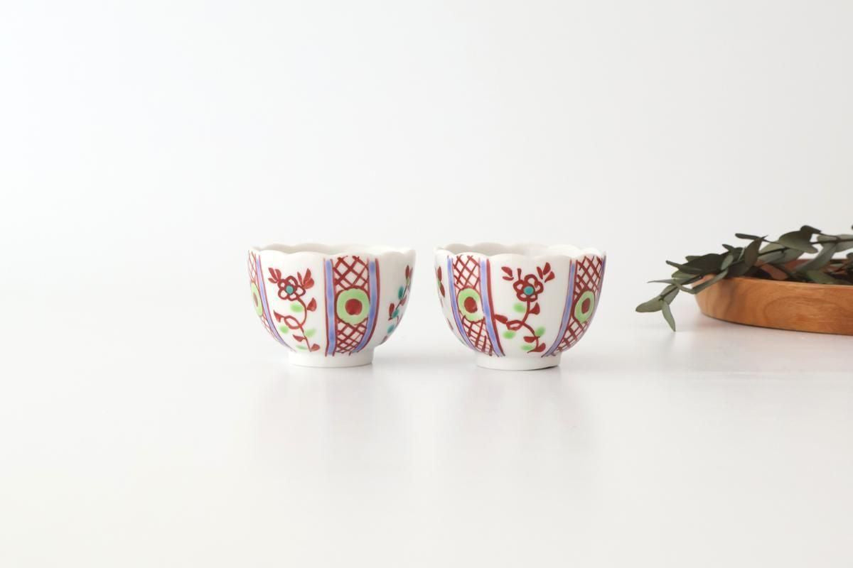 Biseki Kiln Chrysanthemum-shaped Bowl Red Flower | Kobachi Kutani Ware