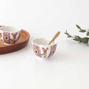 Biseki Kiln Chrysanthemum-shaped Bowl Red Flower | Kobachi Kutani Ware