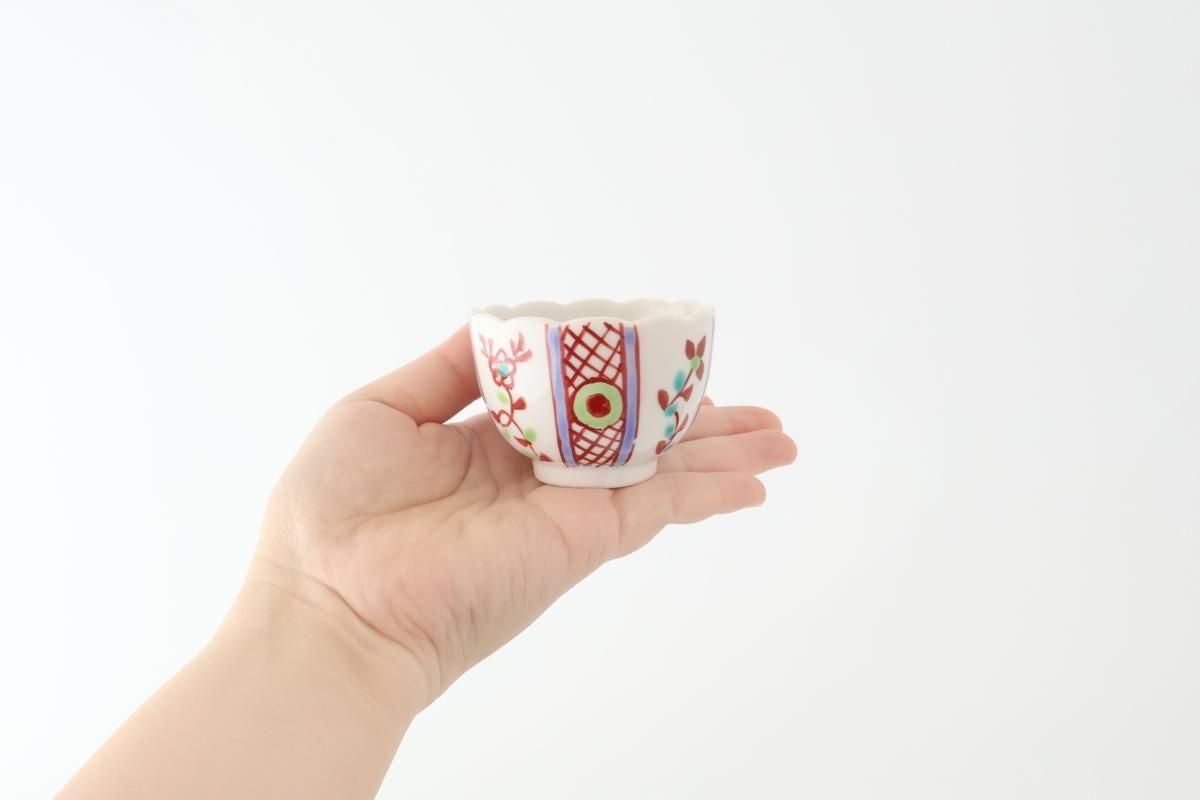 Biseki Kiln Chrysanthemum-shaped Bowl Red Flower | Kobachi Kutani Ware