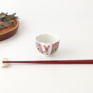Biseki Kiln Chrysanthemum-shaped Bowl Red Flower | Kobachi Kutani Ware