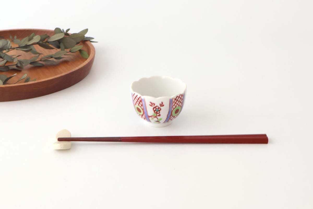 Biseki Kiln Chrysanthemum-shaped Bowl Red Flower | Kobachi Kutani Ware