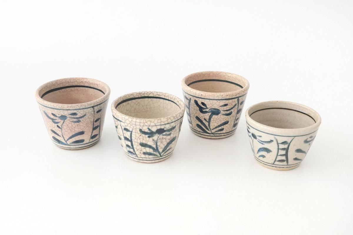 Kitagama Kasen Hiroshige Kato Soba Choko Blue Flower | Free Cup Seto Ware