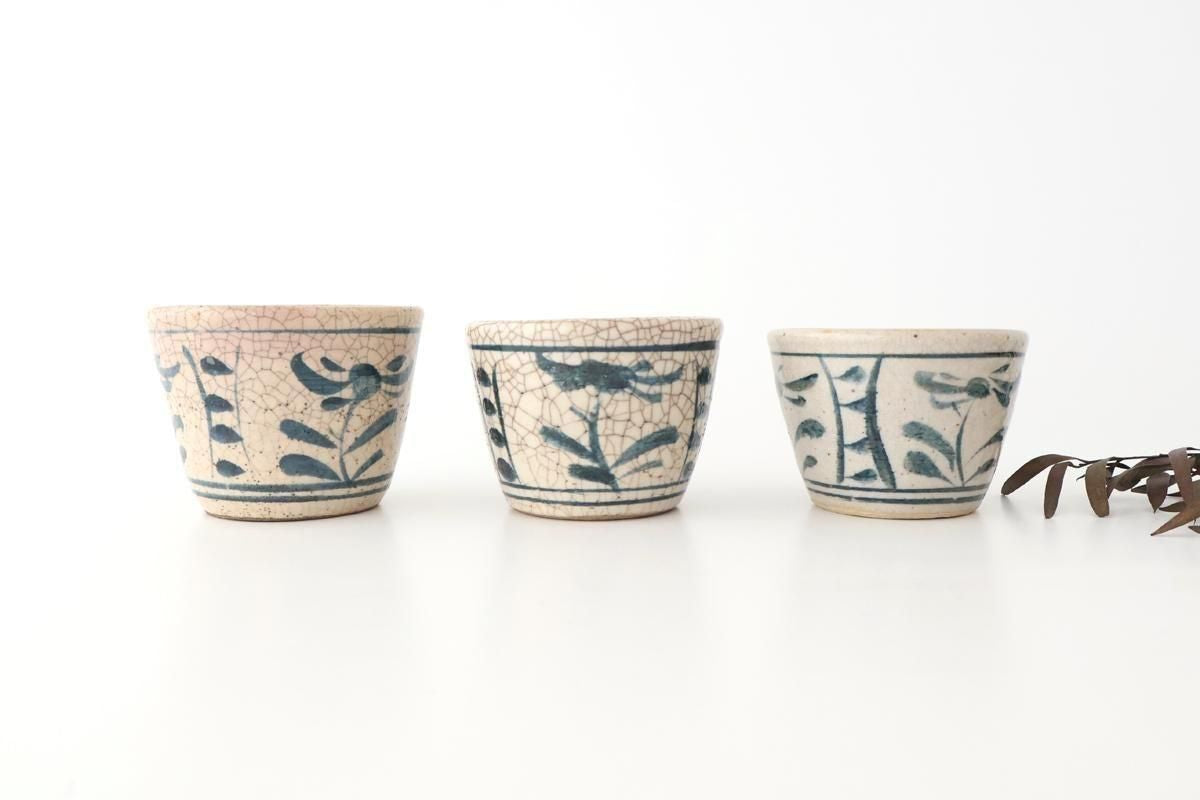 Kitagama Kasen Hiroshige Kato Soba Choko Blue Flower | Free Cup Seto Ware