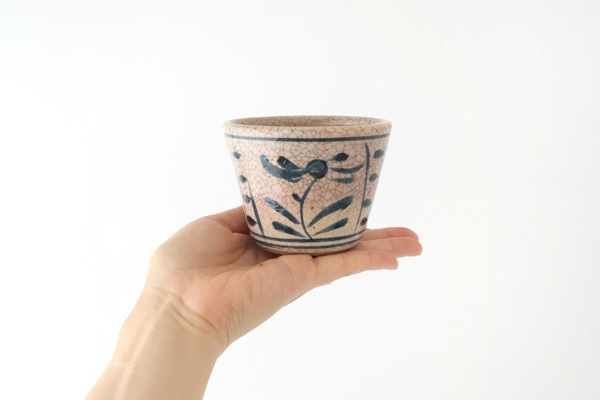 Kitagama Kasen Hiroshige Kato Soba Choko Blue Flower | Free Cup Seto Ware