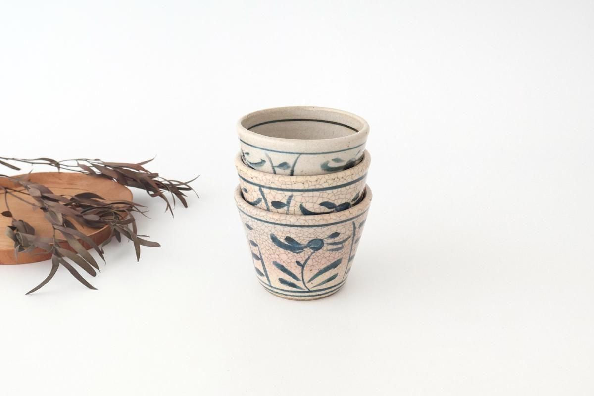 Kitagama Kasen Hiroshige Kato Soba Choko Blue Flower | Free Cup Seto Ware