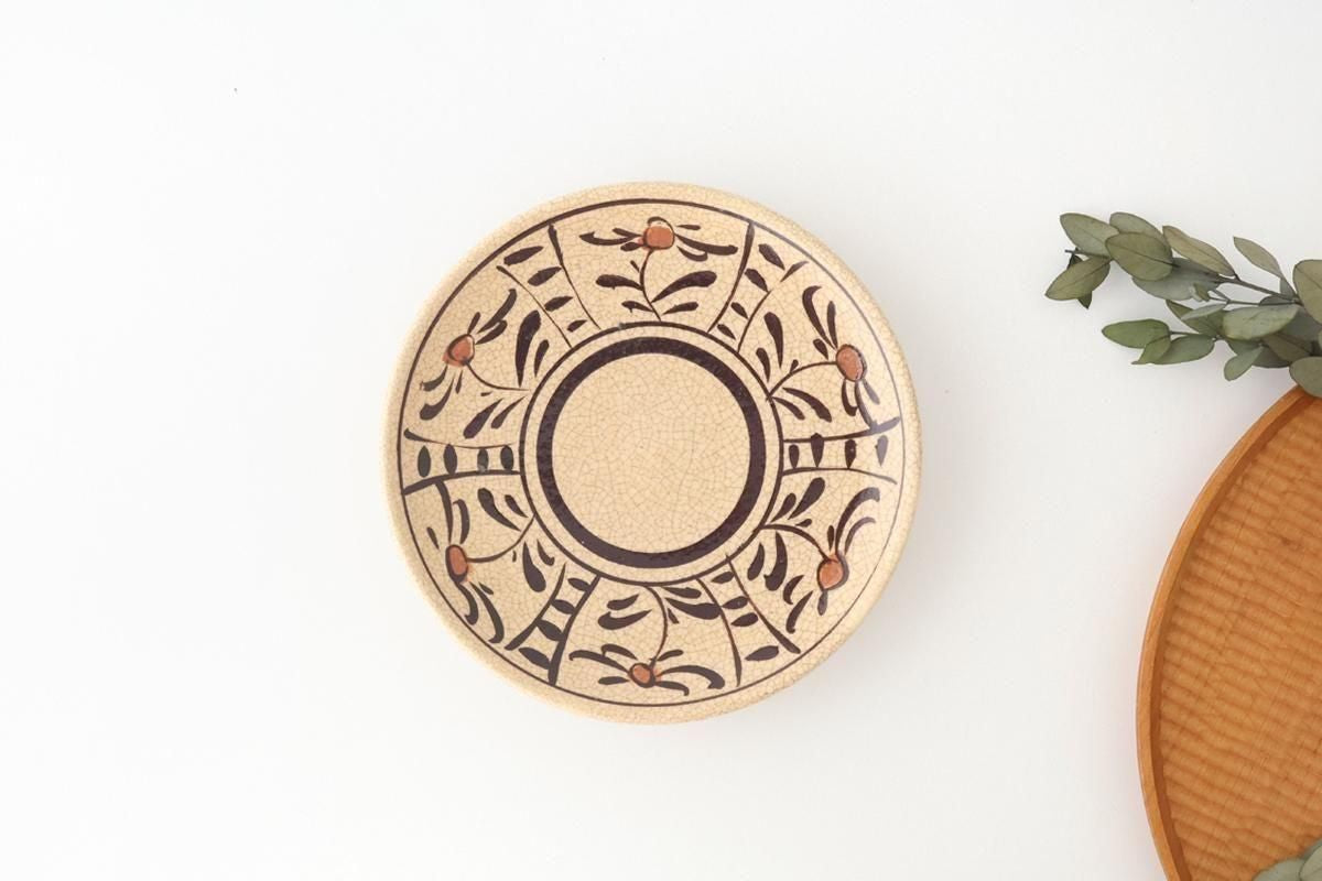 Kitagama Kasen Hiroshige Kato Round Plate Akae 18cm/7.1in | Seto Ware