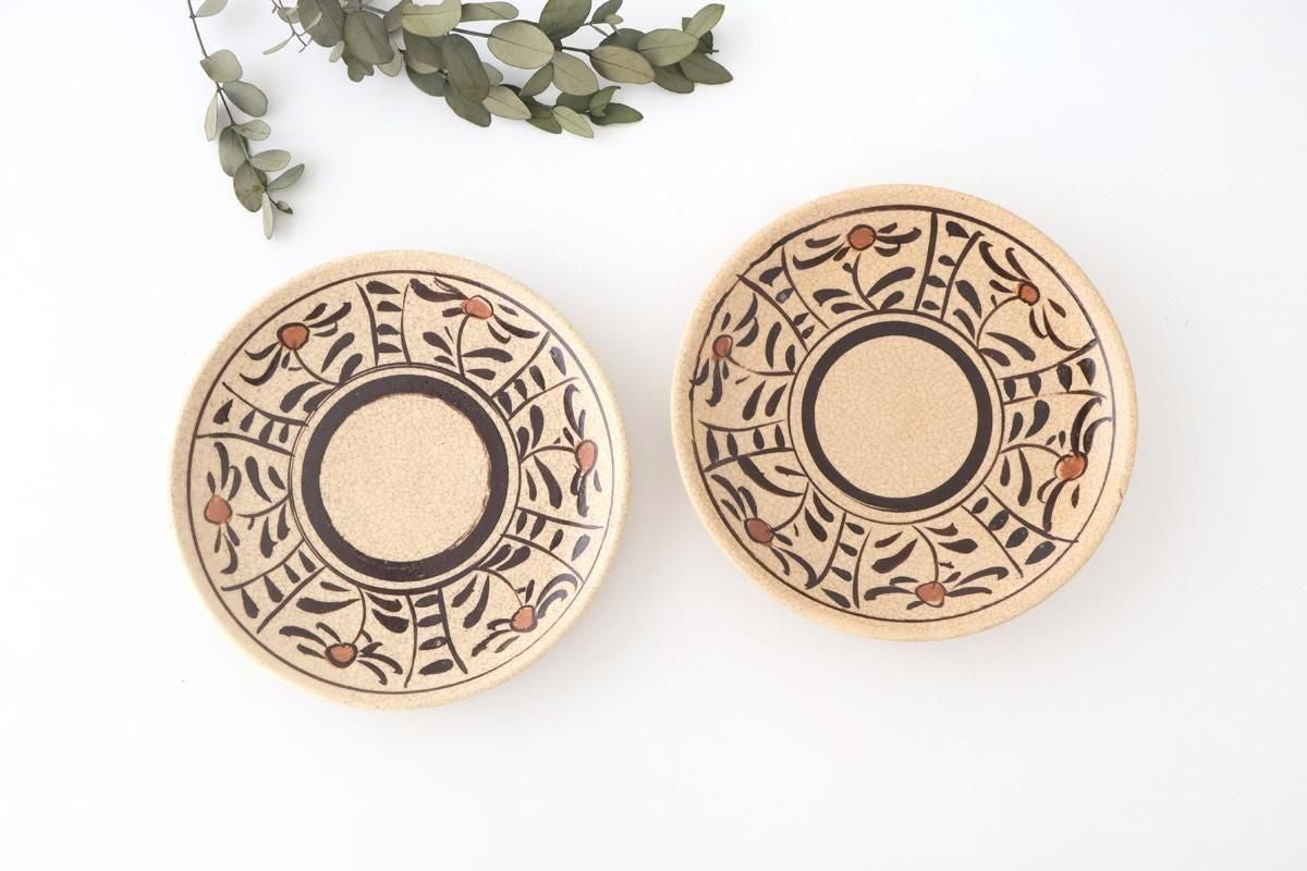 Kitagama Kasen Hiroshige Kato Round Plate Akae 18cm/7.1in | Seto Ware