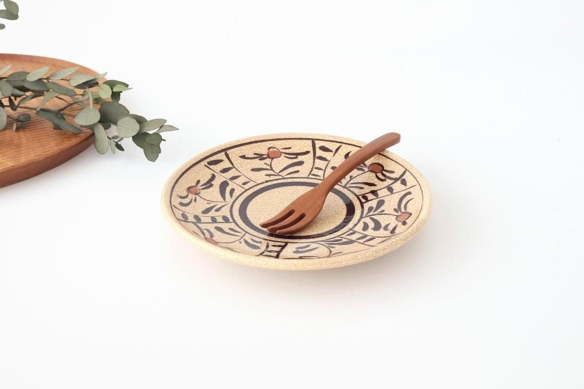 Kitagama Kasen Hiroshige Kato Round Plate Akae 18cm/7.1in | Seto Ware