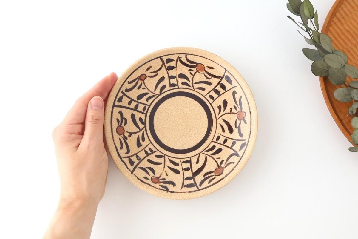 Kitagama Kasen Hiroshige Kato Round Plate Akae 18cm/7.1in | Seto Ware