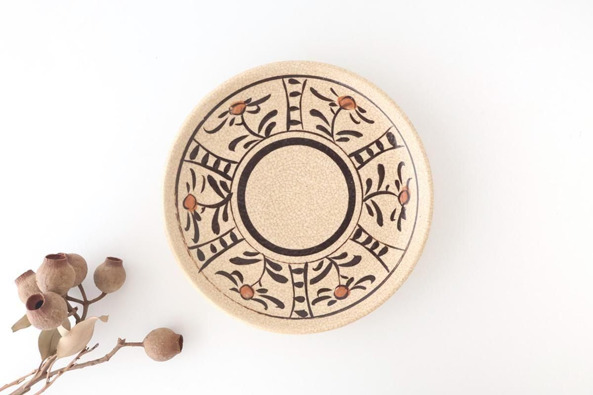 Kitagama Kasen Hiroshige Kato Round Plate Akae 21cm/8.3in | Seto Ware